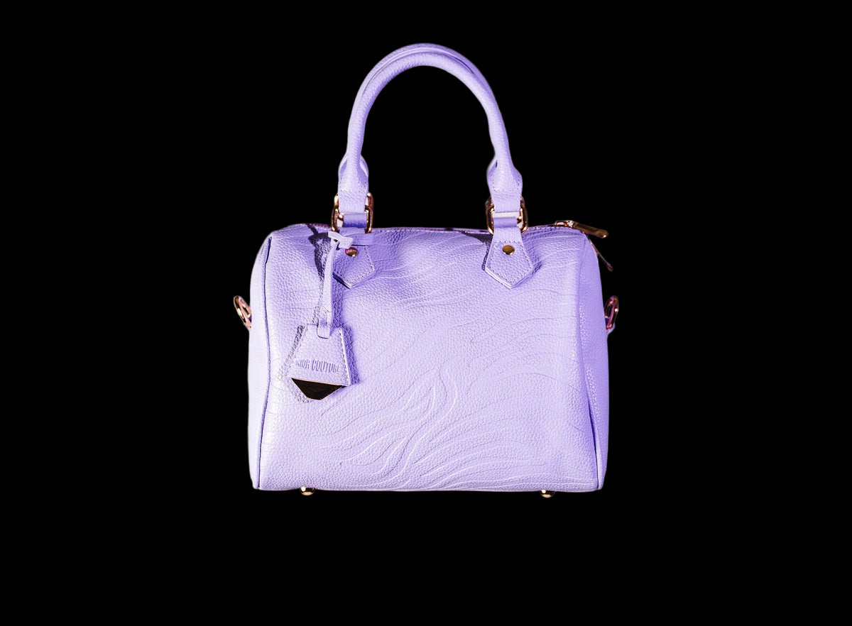 KIOR Lilac Cloud lilac vegan leather Boston bag, front view